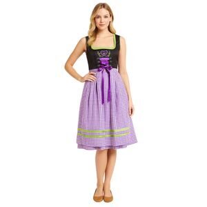 Dirndl Dress with Embroidered Bodice & Satin Ribbon Lace-Up Size 36 (US 4–6)